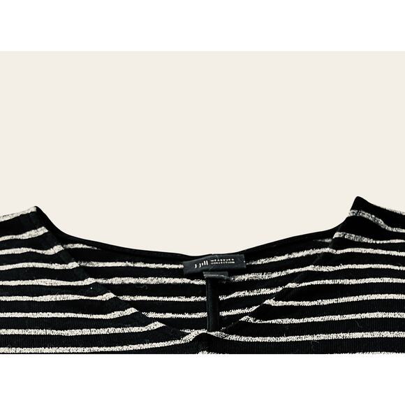 J.JILL WEAREVER 3/4 RAGLAN SLV PULL-OVER BLOUSE, WOMENS, MP, BLACK GREY STRIPES - Picture 2 of 12